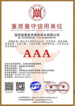 重质量守信用单位